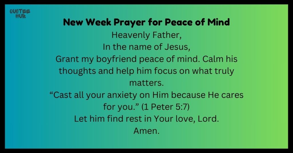 New Week Prayer for Peace of Mind