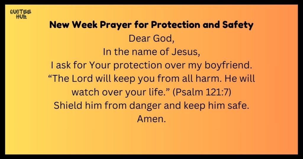 New Week Prayer for Protection and Safety