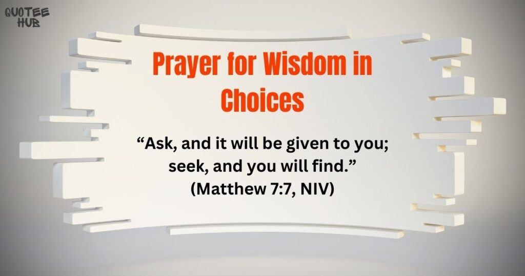 Prayer for Wisdom in Choices